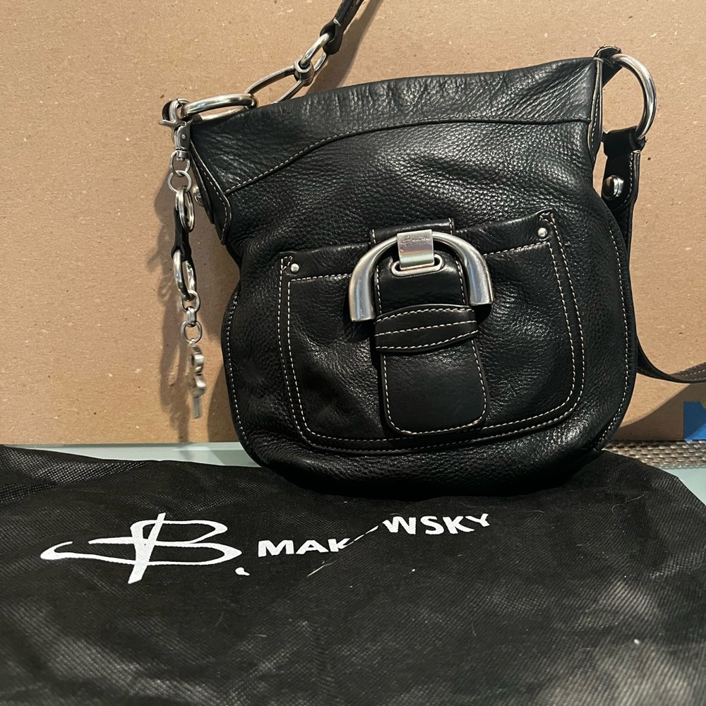B. Makowsky Black Leather Crossbody